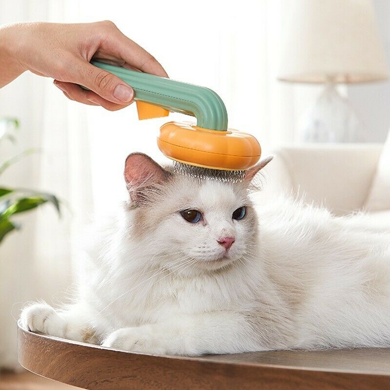 Pet Pumpkin Brush, Pet Grooming Self Cleaning Slicker Brush For Dogs Cats Puppy Rabbit, Cat Brush Grooming Gently Removes Loose Undercoat, Mats Tangled Hair Slicker rooming Gently