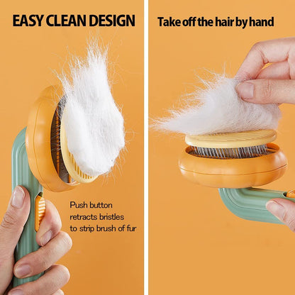 Pet Pumpkin Brush, Pet Grooming Self Cleaning Slicker Brush For Dogs Cats Puppy Rabbit, Cat Brush Grooming Gently Removes Loose Undercoat, Mats Tangled Hair Slicker rooming Gently