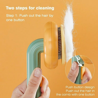 Pet Pumpkin Brush, Pet Grooming Self Cleaning Slicker Brush For Dogs Cats Puppy Rabbit, Cat Brush Grooming Gently Removes Loose Undercoat, Mats Tangled Hair Slicker rooming Gently
